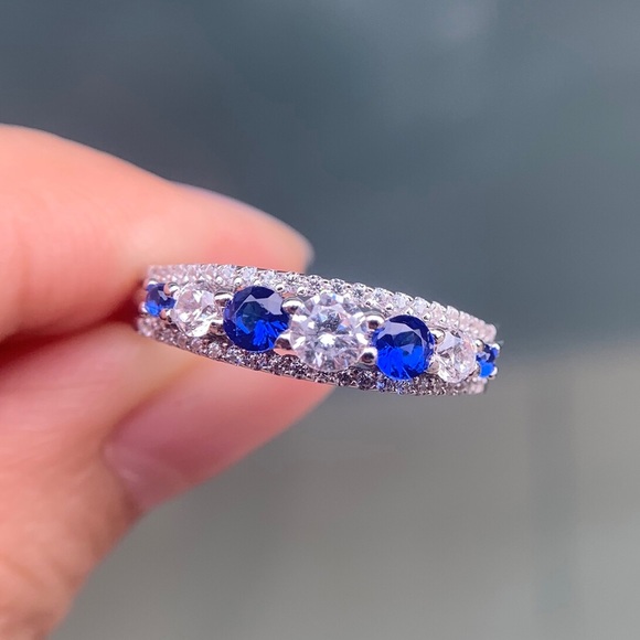 Jewelry - 925 silver wedding band promise Bridal Pave Ring Jewelry - 925 silver wedding band promise Bridal Pave Ring